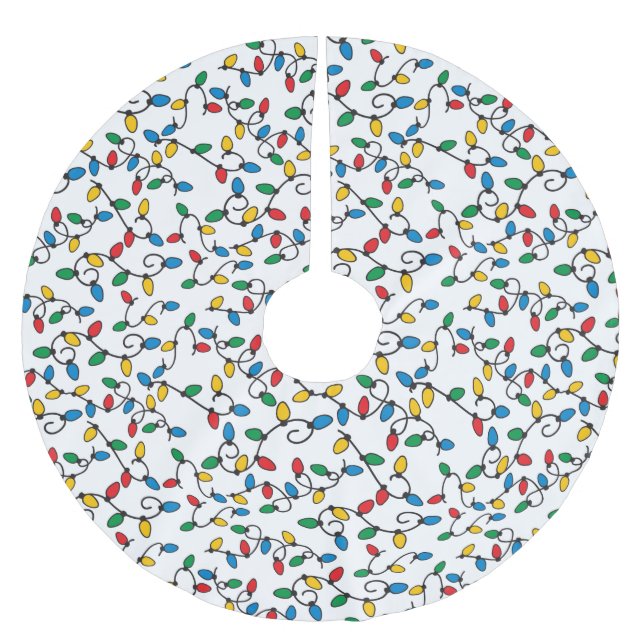 Colourful Christmas String Light Bulbs Pattern Brushed Polyester Tree Skirt (Front)