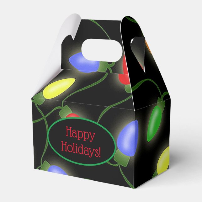 Colourful Christmas String Lights Favour Box (Front Side)