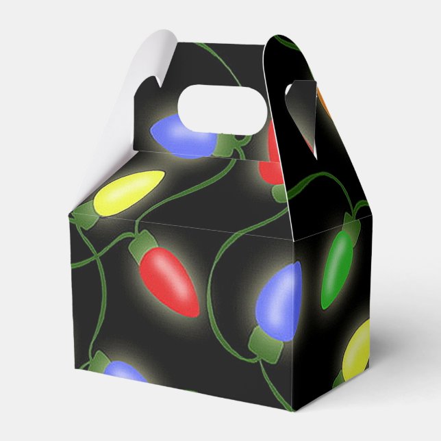 Colourful Christmas String Lights Pattern Favour B Box (Front Side)