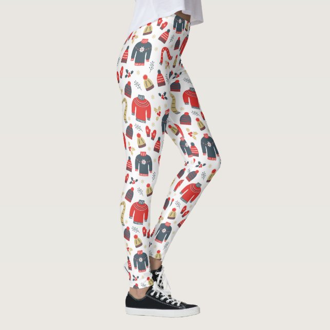 Colourful Christmas Symbols & Sweaters Pattern Leggings (Right)