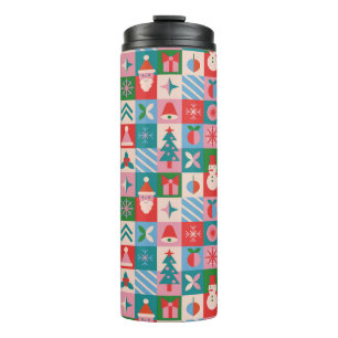 Colourful Christmas Themed Grid Of Holiday Icons Thermal Tumbler