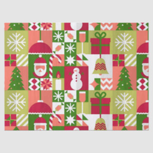 Colourful Christmas Themed Grid Of Holiday Icons Tissue Paper