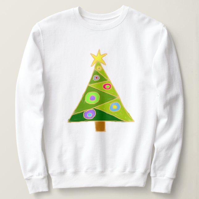 Colourful Christmas Tree Abstract Art to Wear Sweatshirt (Design Front)