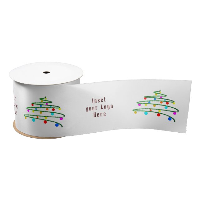 Colourful Christmas Tree & Business Corporate Logo Satin Ribbon (Spool)