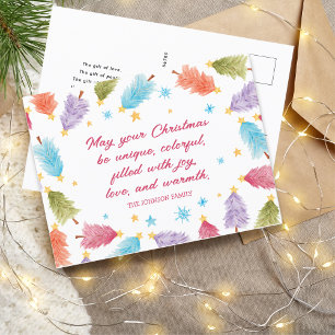 Colourful Christmas Tree Card Holiday Postcard