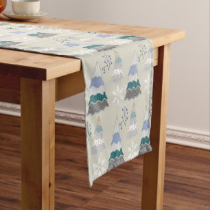 Colourful Christmas Tree Cute Pattern Short Table Runner