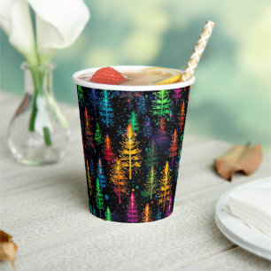 Colourful Christmas Tree Glow In Dark Forest Paper Cups