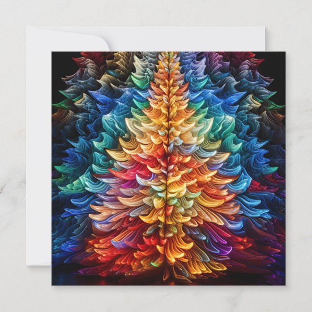 Colourful Christmas tree holiday greeting card (Front)