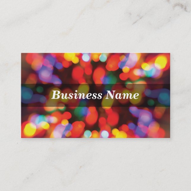 Colourful Christmas Tree Lights Business Card (Front)