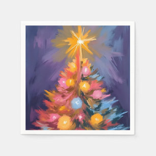 Colourful Christmas Tree Lights Watercolor Napkin