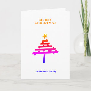 Colourful Christmas Tree Minimalist Family Holiday Card