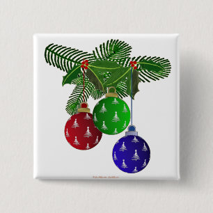 Colourful Christmas Tree Ornaments 15 Cm Square Badge