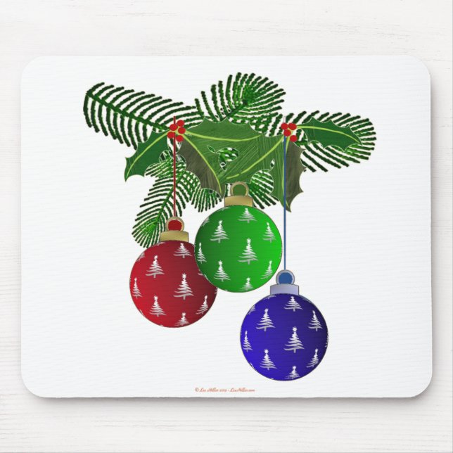 Colourful Christmas Tree Ornaments Mouse Pad (Front)
