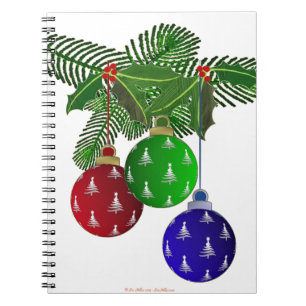 Colourful Christmas Tree Ornaments Spiral Notebook