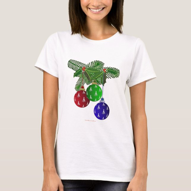 Colourful Christmas Tree Ornaments T-Shirt (Front)