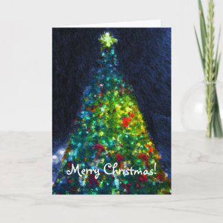 Colourful Christmas Tree Painting Holiday Card