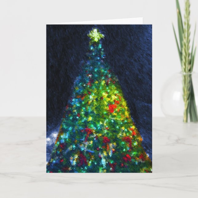 Colourful Christmas Tree Painting Holiday Card (Front)