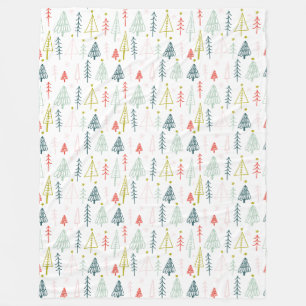 Colourful Christmas Tree Pattern Fleece Blanket