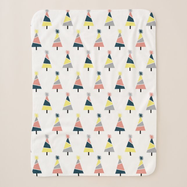 Colourful Christmas  tree pattern Sherpa Blanket (Front)