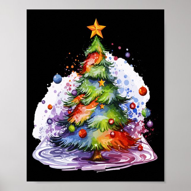 Colourful Christmas Tree, Seasonal Decor  (Front)
