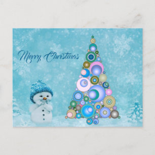 Colourful Christmas Tree Teal Postcard