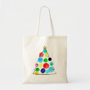 Colourful Christmas tree watercolor Tote Bag