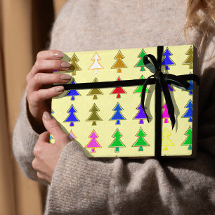 Colourful Christmas tree winter wrapping paper