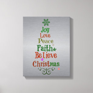 Colourful Christmas Tree Words Canvas Print