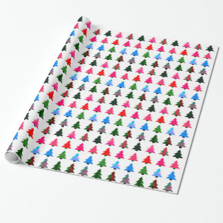 Colourful Christmas tree wrapping paper