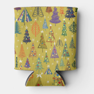 Colourful Christmas Trees: Festive Background. Can Cooler