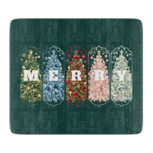 Colourful Christmas Trees Merry  Cutting Board