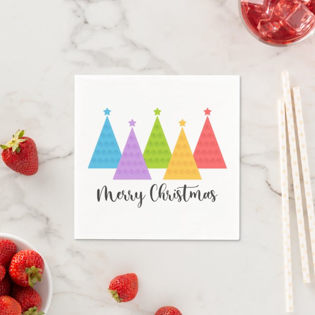 Colourful Christmas Trees Napkin (Insitu)