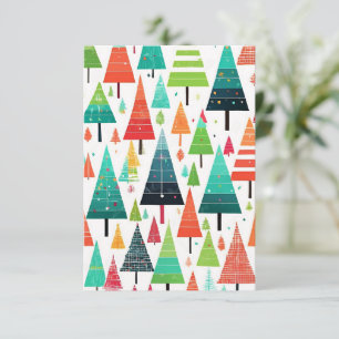 Colourful Christmas Trees Pattern Thank You Card