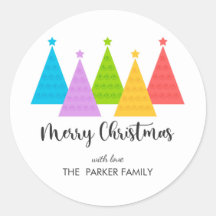 Colourful Christmas Trees Personalised Gift Tag