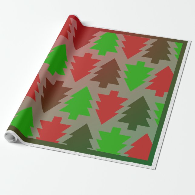 Colourful Christmas Trees - Wrapping Paper (Unrolled)