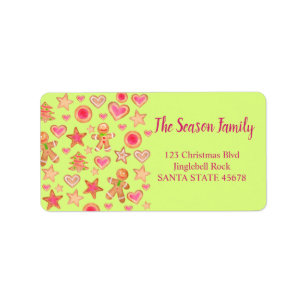 Colourful Christmas watercolor gingerbread cookies Label