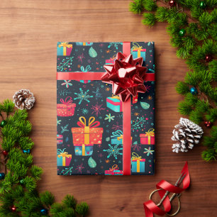 Colourful Christmas wrapping paper design
