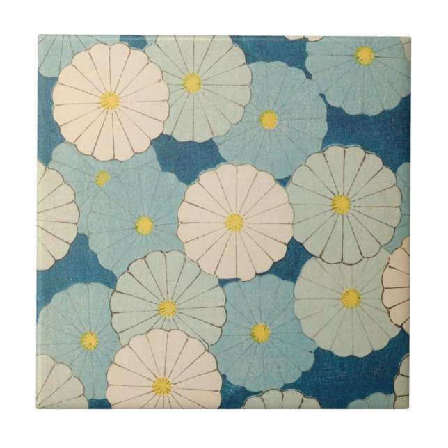 Colourful Chrysanthemum Flowers Tile (Front)