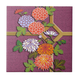 Colourful chrysanthemums tile
