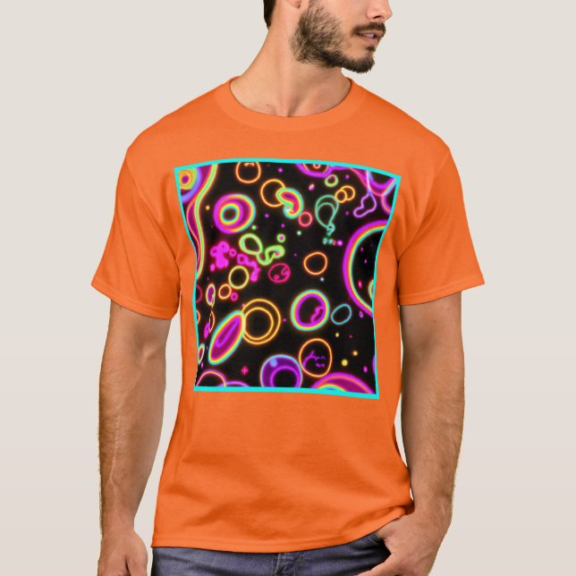 Colourful Circle Neon Patterns Art Design T-Shirt (Front)
