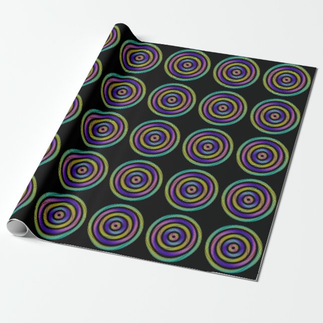 colourful circle of dashes wrapping paper (Unrolled)