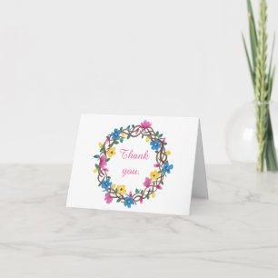 Colourful Circle of Flowers Thank you Note Cards