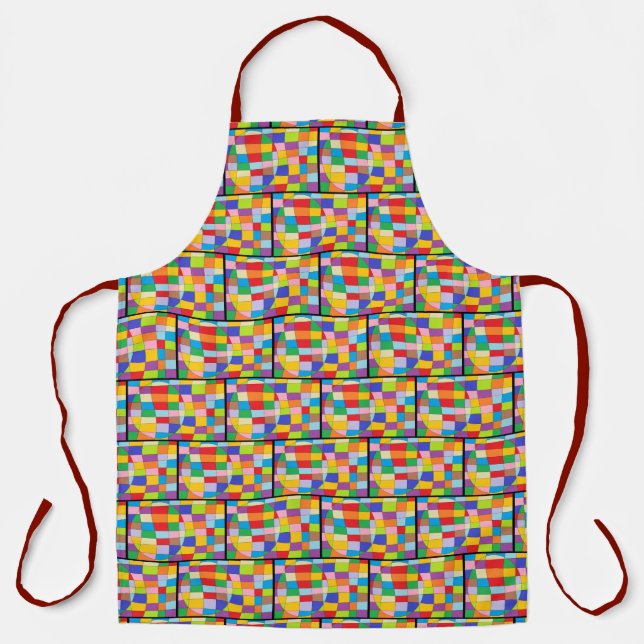 Colourful Circle on Colourful Rectangle Apron (Front)