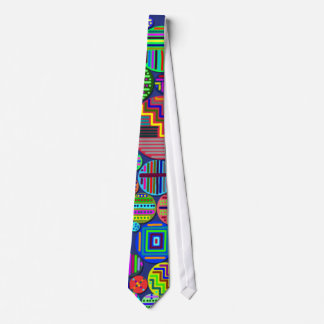 Colourful Circle Patterns on Blue Background Tie