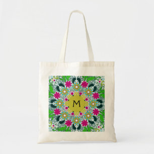 Colourful Circle Retro Floral Swirls Tote Bag