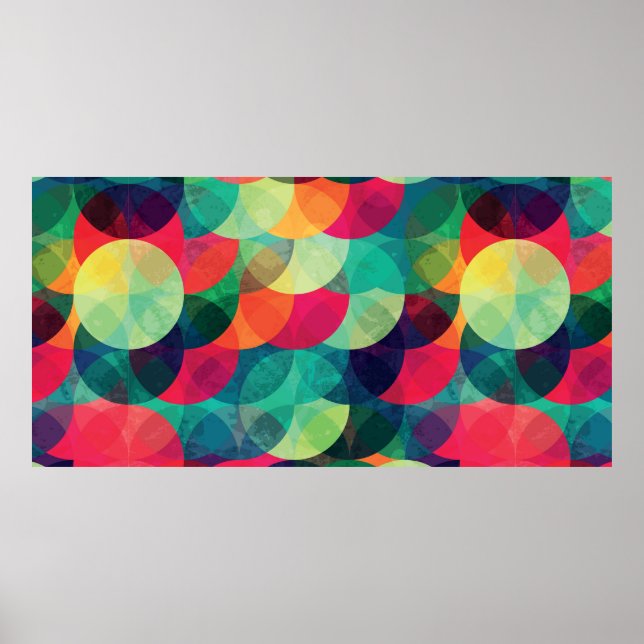 colourful circle seamless pattern with grunge effe poster (Front)