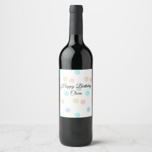 Colourful circle shape happy birthday add name tex wine label