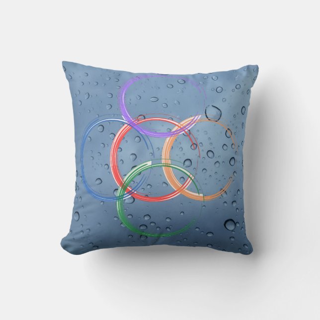 colourful circle with water drops  cushion (Front)