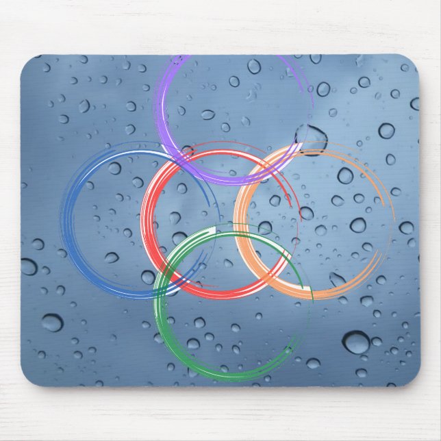 colourful circle with water drops  mouse pad (Front)