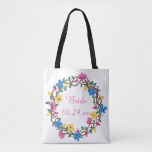 Colourful Circle Wreathe of Flowers Bride Bags